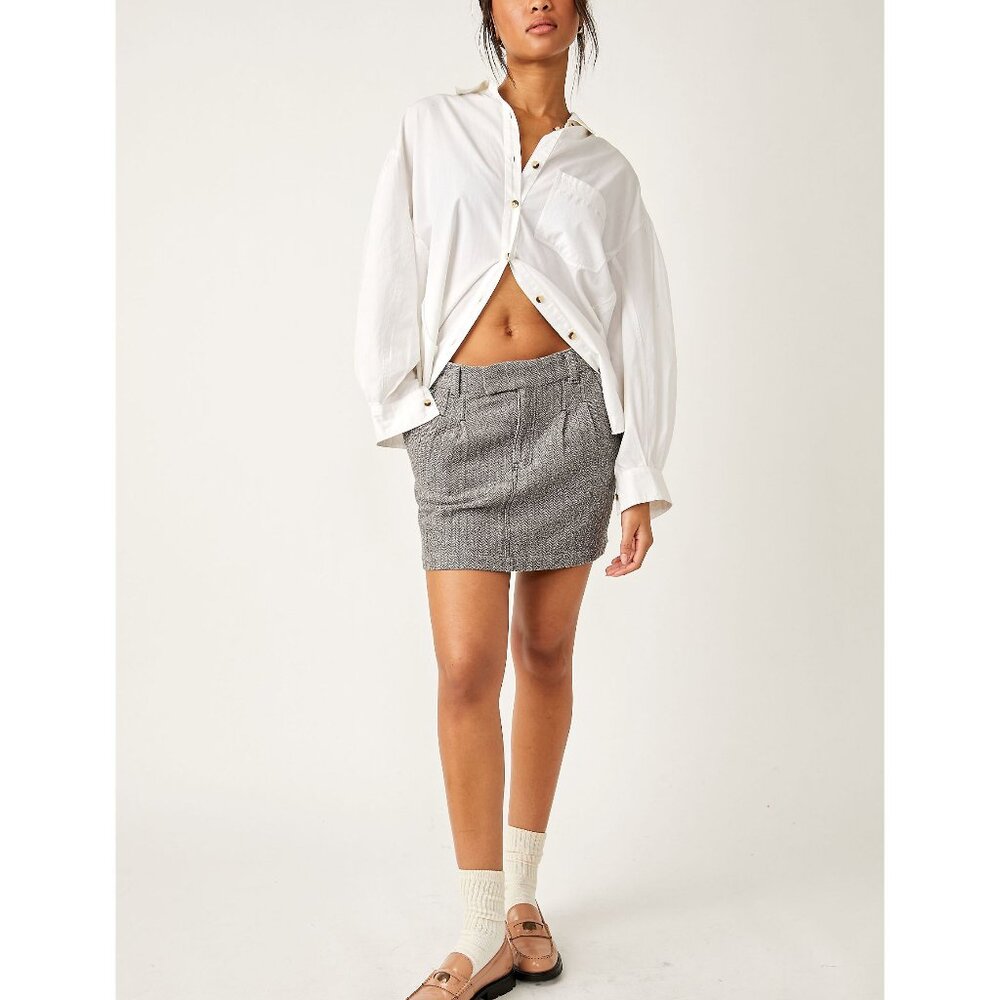 NWT Free People Gray Mini Skirt, Sz 10